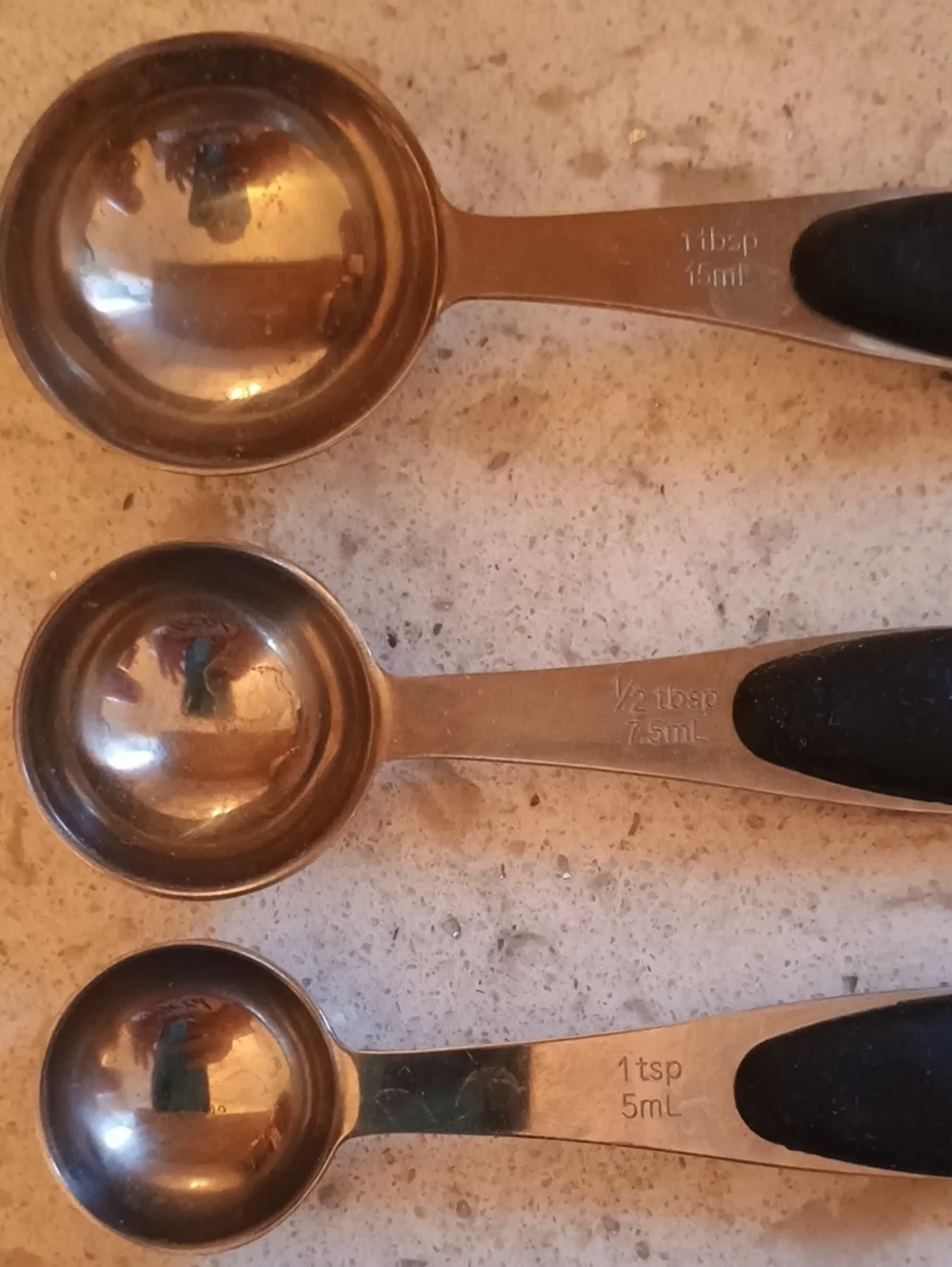 Stainless Steel Measuring Spoon Set with Black Handles - 5pc